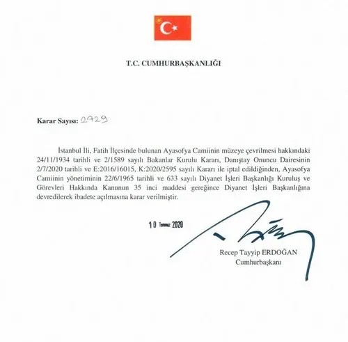 Ayasoyfya özlemini bitiren imza! 89 yıl sonra yeniden ibadetin yolu böyle açıldı